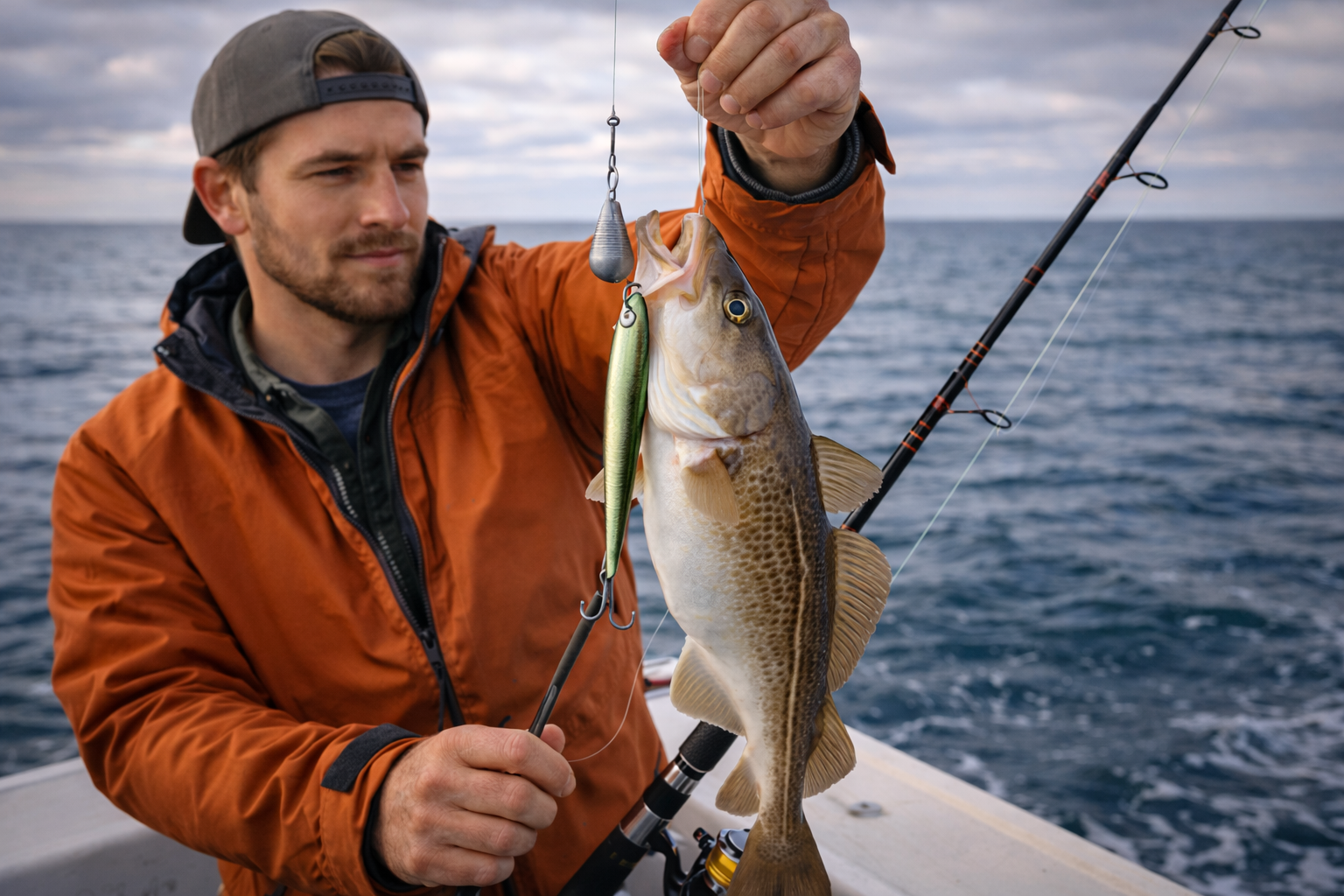 Dropshot Fishing for Cod with Sand Eel Imitators