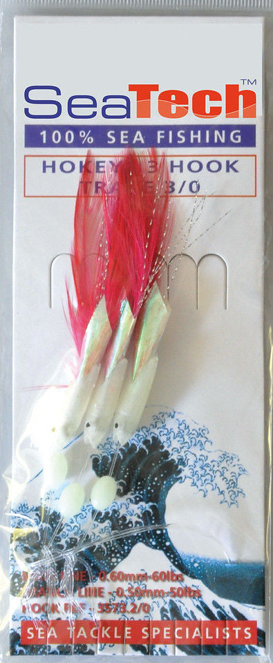 Feathers - Hokkai FatBoy Red, Hockeye Reds & Silver Feather Rigs